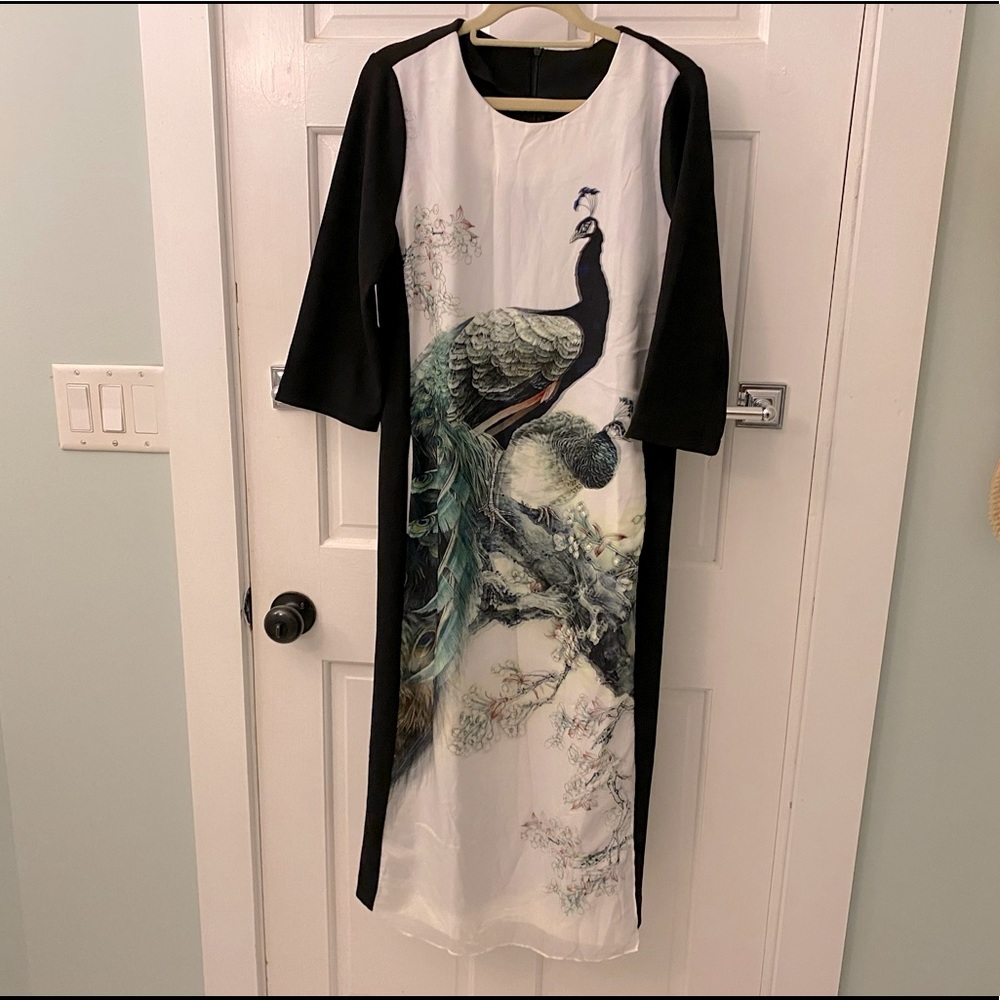 Women artistic print midi dress